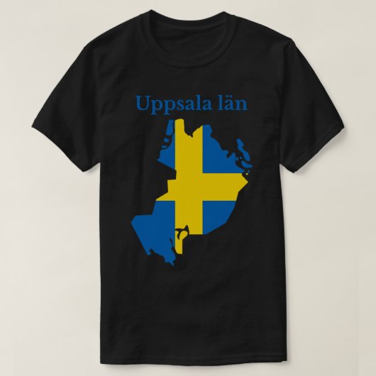 Kaart van Uppsala County Zweden T-shirt (Design voorkant)