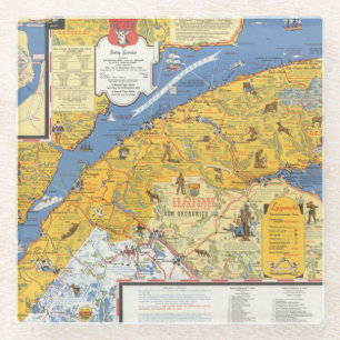 Kaart van Vacanes, Quebec, Gaspesie (Canada) Glazen Onderzetter
