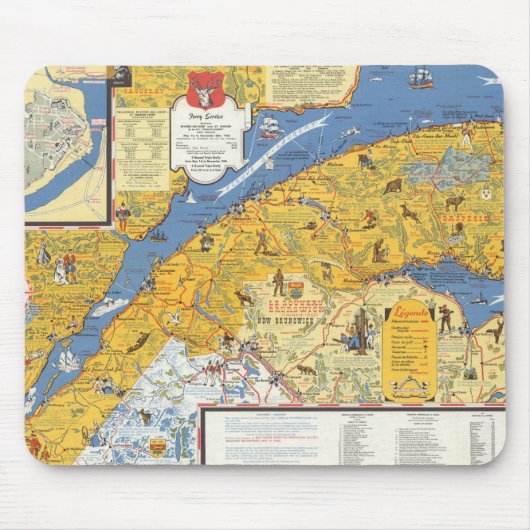 Kaart van Vacanes, Quebec, Gaspesie (Canada) Muismat (Voorkant)
