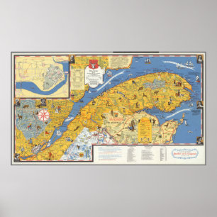 Kaart van Vacanes, Quebec, Gaspesie (Canada) Poster
