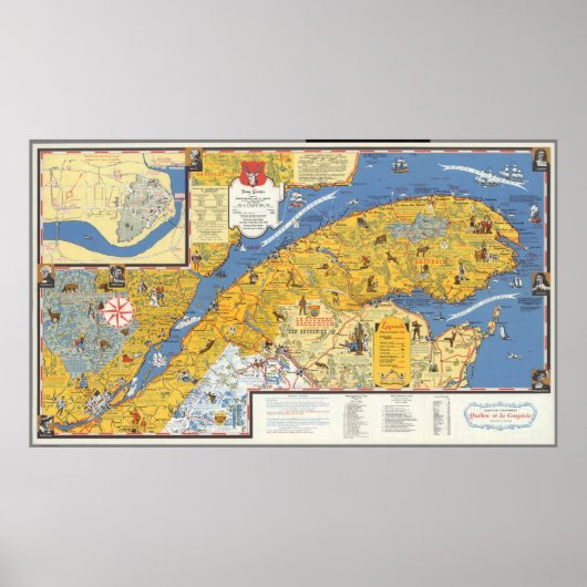 Kaart van Vacanes, Quebec, Gaspesie (Canada) Poster (Voorkant)