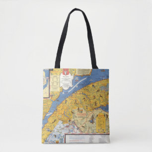 Kaart van Vacanes, Quebec, Gaspesie (Canada) Tote Bag