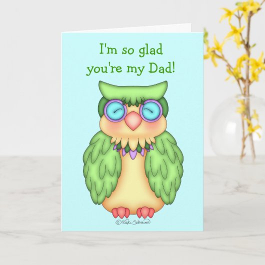 Kaart van Vaderdag van de Uil van BaZooples de (Gele Bloem)