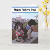 Kaart van Vaderdag van twee de Zwart-witte Honden (Gele Bloem)