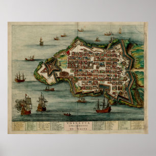  kaart van Valletta Malta (1700) Poster