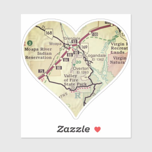 kaart van Valley of Fire State Park Sticker (Vel)