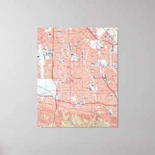  kaart van Van Nuys California (1966) Canvas Afdruk