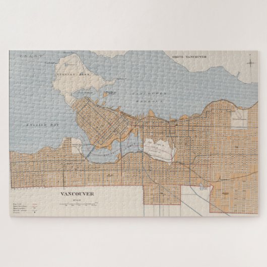  kaart van Vancouver Canada (1915) Legpuzzel (Horizontaal)