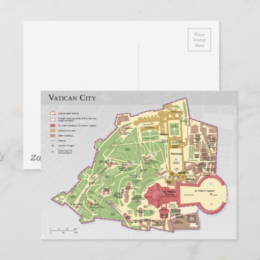 Kaart van Vaticaanstad (Voorkant / Achterkant)