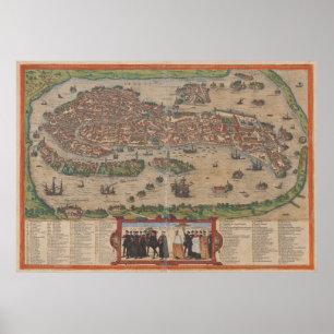  kaart van Venetië (1572) Poster