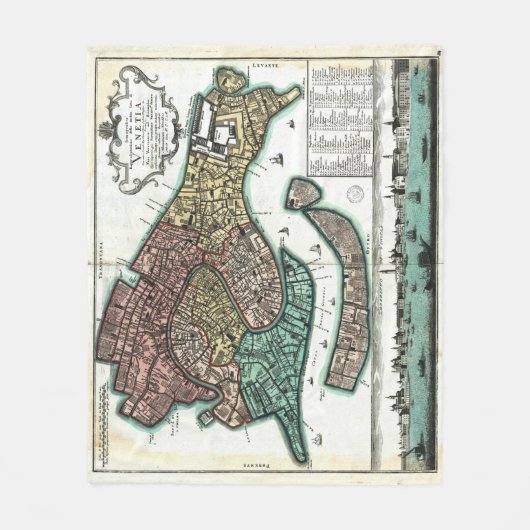  kaart van Venetië (1729) Fleece Deken (Voorkant)