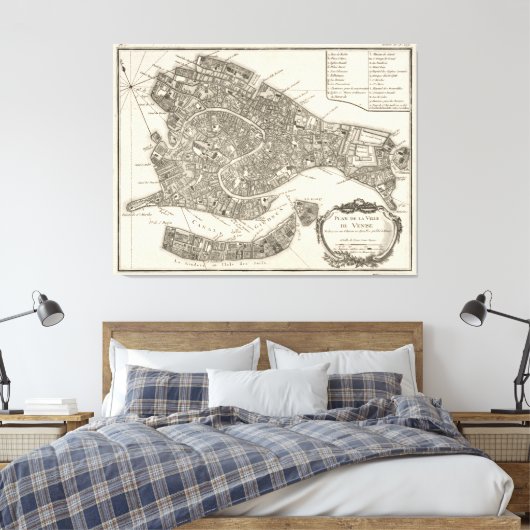  kaart van Venetië (1764) Canvas Afdruk (Insitu (Slaapkamer))