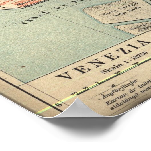  kaart van Venetië (1920) Poster (Hoek)