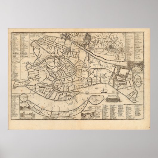 Kaart van Venetië door Nicolas de Fer 1725 Poster (Voorkant)