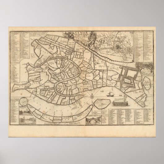 Kaart van Venetië door Nicolas de Fer 1725 Poster (Voorkant)