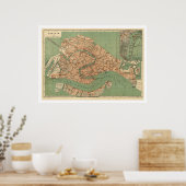 Kaart van Venetië, Italië rond 1886 Poster (Keuken)