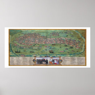 Kaart van Venetië, van "Civitates Orbis Terrarum" Poster