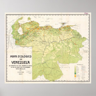 kaart van Venezuela (1920) Poster