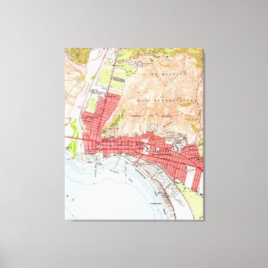 kaart van Ventura California (1951) Canvas Afdruk (Voorkant)