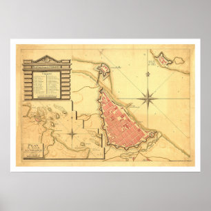 Kaart van Veracruz, Mexico door G. de Bois 1798 Poster