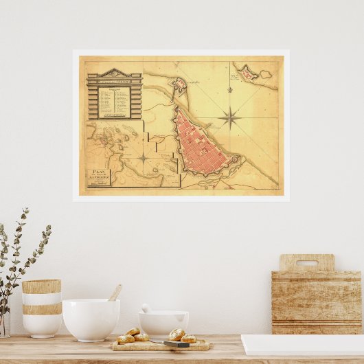 Kaart van Veracruz, Mexico door G. de Bois 1798 Poster (Keuken)