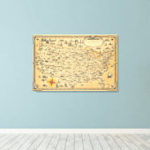 kaart van Verenigde Staten van Amerika US Canvas Afdruk (Insitu (Houten vloer))