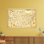 kaart van Verenigde Staten van Amerika US Canvas Afdruk (Insitu (Woonkamer))