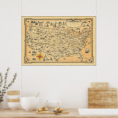  kaart van Verenigde Staten van Amerika US Poster (Keuken)