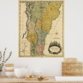 kaart van Vermont (1814) Poster (Keuken)