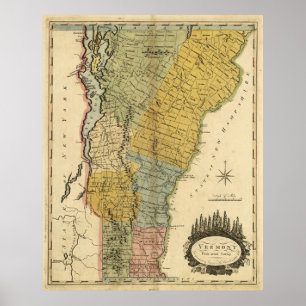 kaart van Vermont (1814) Poster
