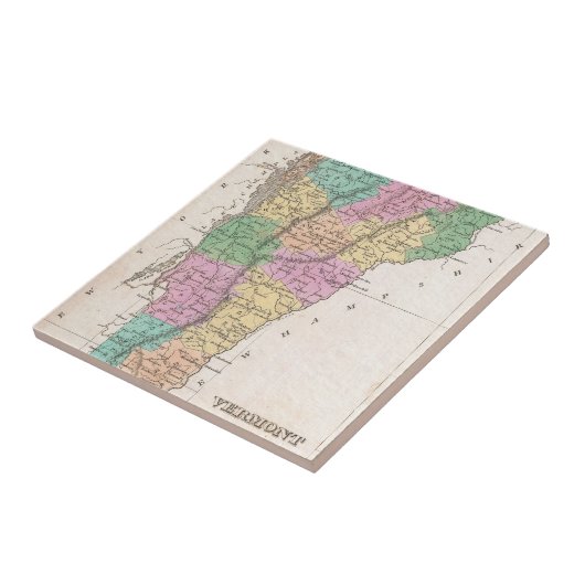  kaart van Vermont (1827) Tegeltje (Zijkant)