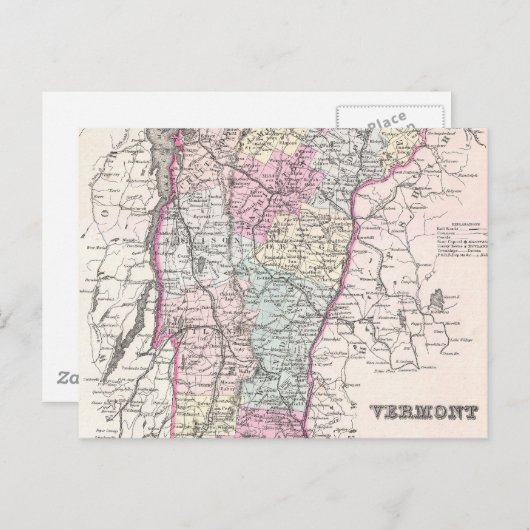  kaart van Vermont (1855) (Voorkant / Achterkant)