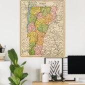  kaart van Vermont (1909) Poster (Thuiskantoor)