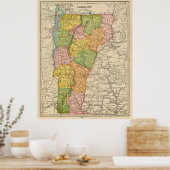  kaart van Vermont (1909) Poster (Keuken)