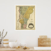 Kaart van Vermont door Carey 1814 Poster (Keuken)