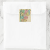 Kaart van Vermont Vierkante Sticker (Tas)
