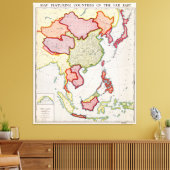 Kaart van Verre Oost-Azië (1932) Canvas Afdruk (Insitu (Woonkamer))