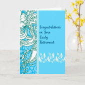 Kaart van vervroegde pensionering in blauw met blo (Gele Bloem)