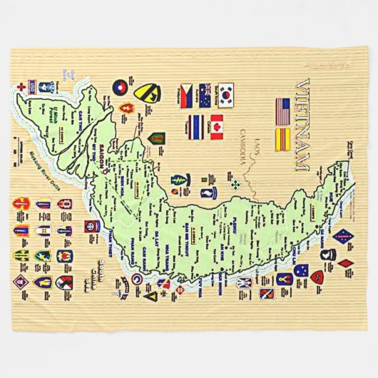 Kaart van VIETNAM door DIVISIES Fleece Deken (Voorkant (Horizontaal))