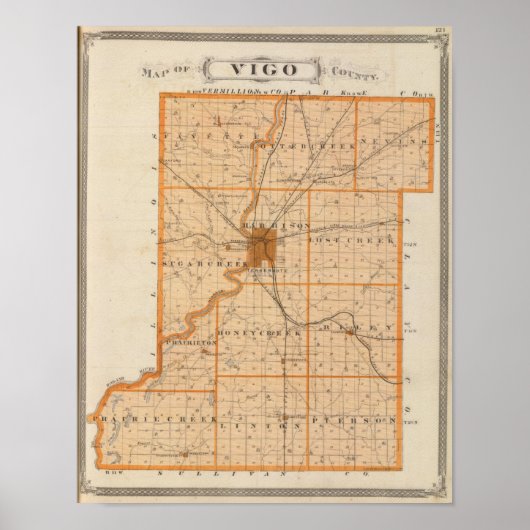Kaart van Vigo County Poster (Voorkant)
