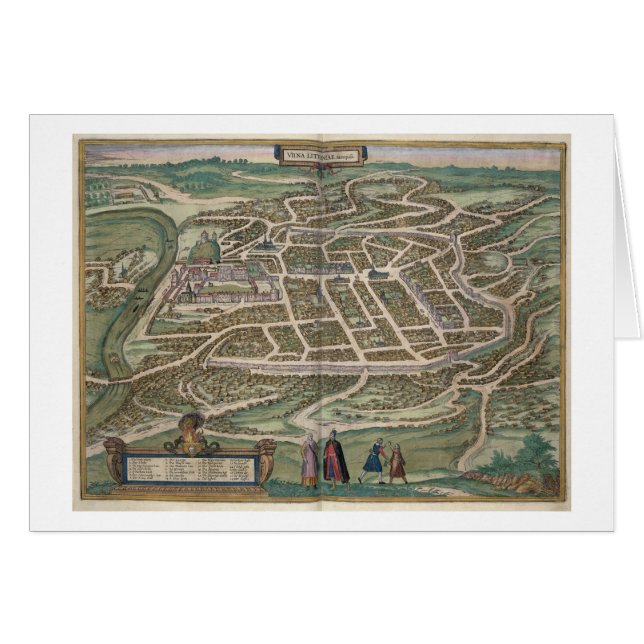 Kaart van Vilnius, Litouwen, van "Civitates Orbis  (Voorkant Horizontaal)
