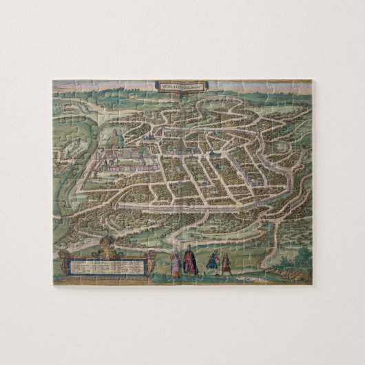 Kaart van Vilnius, Litouwen, van "Civitates Orbis  Legpuzzel (Horizontaal)