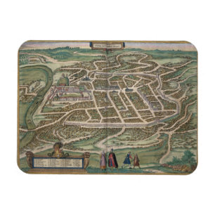 Kaart van Vilnius, Litouwen, van "Civitates Orbis  Magneet