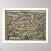 Kaart van Vilnius, Litouwen, van "Civitates Orbis Poster (Voorkant)