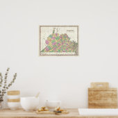  kaart van Virginia (1827) Poster (Keuken)