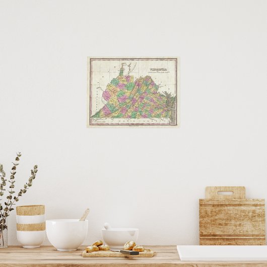  kaart van Virginia (1827) Poster (Keuken)