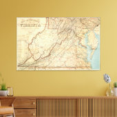  kaart van Virginia (1863) Canvas Afdruk (Insitu (Woonkamer))