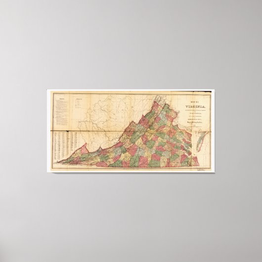 Kaart van Virginia (1871) Canvas Afdruk (Voorkant)
