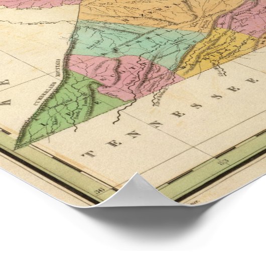 Kaart van Virginia en Maryland Poster (Hoek)