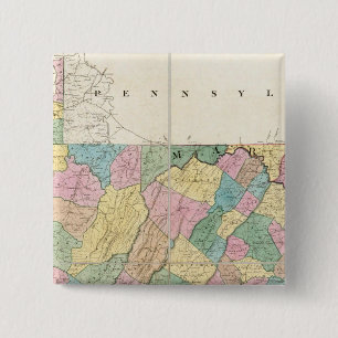 Kaart van Virginia, Maryland en Delaware Vierkante Button 5,1 Cm